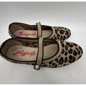 Jellypop Apex Ballet Flats Knitted leopard  Shoes Memory Foam Slip On 5.5